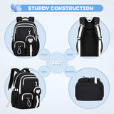 MOONBABY Girls Backpack, Kids Backpack for Girls, School Bag for Primary Elementary Teenage, Middle Students Bookbag, Kawaii School Backpacks for Girl Ages 8-12, Black