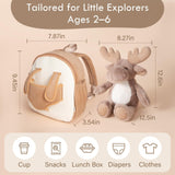 Moonkie Hug & Go™ Reindeer Toddler Backpack – Soft Plush Bag with Take - Along Toy for Kids Aged 2–4 | Ideal for Daycare | Travel & Birthday Gifts