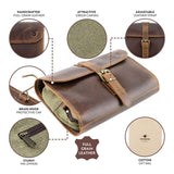 moonster Hanging Toiletry Bag for Men & Women, Leather Travel Bag with Hanging Hook, Dopp Kit Shower Bag