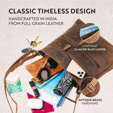 Moonster Women's Genuine Full Grain Leather Handbag - Medium with 3 Zips, 2 Pockets Without Flap - Internal Key Strap - Dark Brown
