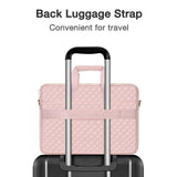 MOSISO 15 - 15.6 inch Laptop Bag, Briefcase for Women&Men, 16 inch Square Quilted Computer Messenger Bag Office Travel Business with 3 Pockets&Strap, Pink