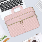 MOSISO 15 - 15.6 inch Laptop Bag, Briefcase for Women&Men, 16 inch Square Quilted Computer Messenger Bag Office Travel Business with 3 Pockets&Strap, Pink