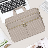 MOSISO 15 - 16 inch Laptop Bag, Laptop Briefcase Messenger Compatible with MacBook Pro 16/Air 15, HP, Dell, Lenovo, Square Quilted Computer Bag Work Office Business with 3 Pockets&Strap, Taupe Brown