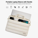 MOSISO 15.6 inch Puffy Laptop Bag with Shoulder Strap, 15 - 16 inch Laptop Computer Bags Compatible with MacBook Pro 16, HP Dell ASUS Acer Lenovo Notebook, Laptop Shoulder Bag with Handle, Sand