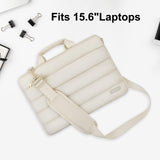 MOSISO 15.6 inch Puffy Laptop Bag with Shoulder Strap, 15 - 16 inch Laptop Computer Bags Compatible with MacBook Pro 16, HP Dell ASUS Acer Lenovo Notebook, Laptop Shoulder Bag with Handle, Sand