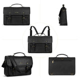 MOSISO 3 in 1 Laptop Bag, 15.6 inch PU Leather Shoulder Bag Briefcase Messenger Satchel Laptop Backpack, 15-16 inch Computer Bags Handbag Bookbag, Black