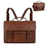 MOSISO 3 in 1 Laptop Bag, 15.6 inch PU Leather Shoulder Bag Briefcase Messenger Satchel Laptop Backpack, 15 - 16 inch Computer Bags Handbag Bookbag, Brown