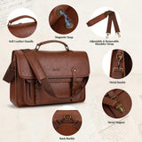 MOSISO 3 in 1 Laptop Bag, 15.6 inch PU Leather Shoulder Bag Briefcase Messenger Satchel Laptop Backpack, 15 - 16 inch Computer Bags Handbag Bookbag, Brown