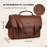 MOSISO 3 in 1 Laptop Bag, 15.6 inch PU Leather Shoulder Bag Briefcase Messenger Satchel Laptop Backpack, 15 - 16 inch Computer Bags Handbag Bookbag, Brown