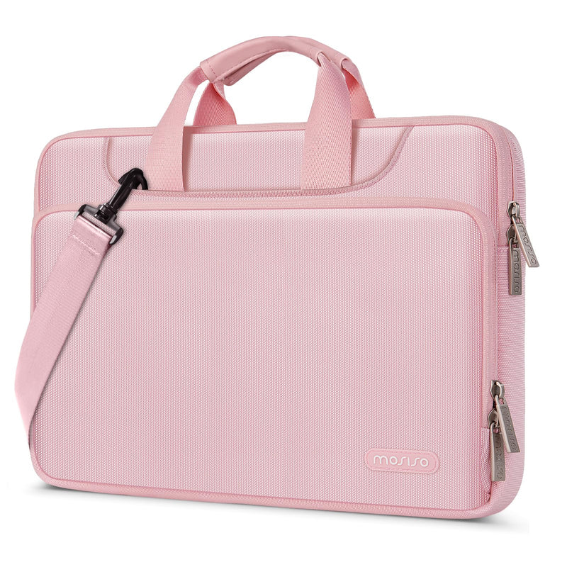 MOSISO 360 Protective Laptop Bag 13 inch, 13 - 13.3 inch Computer Bag Compatible with MacBook Neo 13 inch/Air 13.6 / Air/Pro 13,HP,Dell,Lenovo,Asus,Laptop Carrying Case with Strap&Handle, Pink