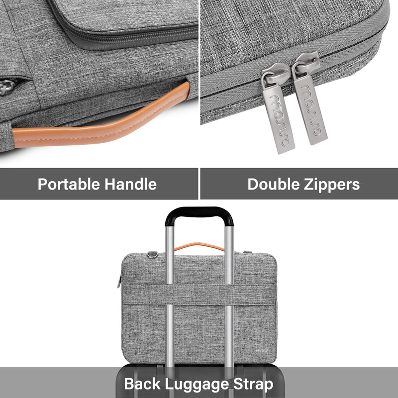 MOSISO 360 Protective Laptop Shoulder Bag, 15 - 15.6 inch Computer Bag Compatible with MacBook Pro 16, HP, Dell, Lenovo, Asus Notebook, Side Open Briefcase with 2 Accessory Pockets & Handle & Belt, Gray