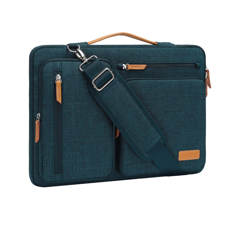 MOSISO 360 Protective Laptop Shoulder Bag,14 inch Computer Bag Compatible with HP Lenovo Dell ASUS Acer, HP, Dell Latitude, Lenovo,Side Open Messenger Bag with 4 Zipper Pockets&Handle, Teal Green