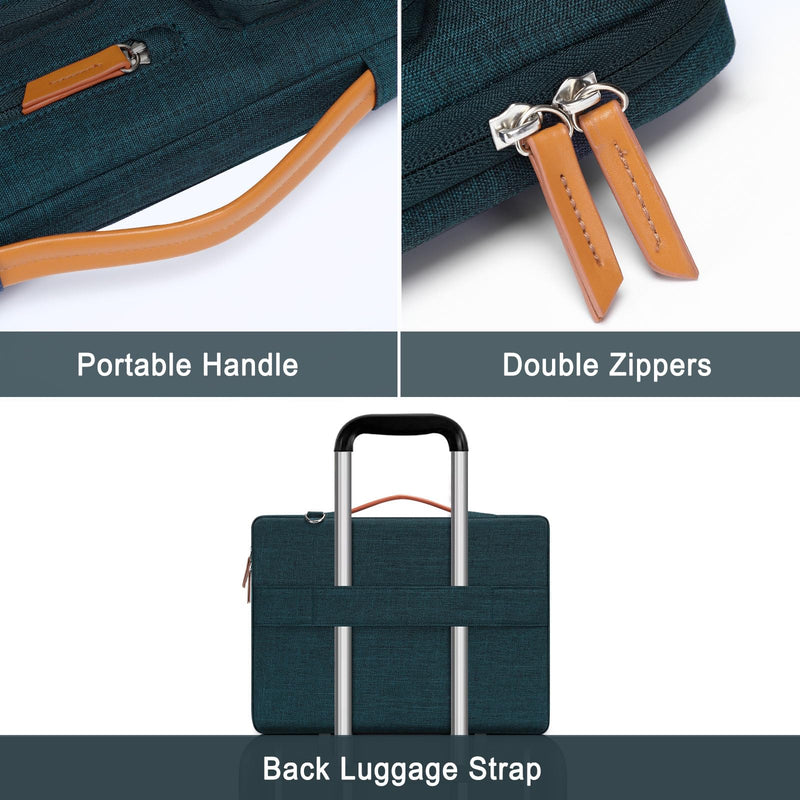 MOSISO 360 Protective Laptop Shoulder Bag,14 inch Computer Bag Compatible with HP Lenovo Dell ASUS Acer, HP, Dell Latitude, Lenovo,Side Open Messenger Bag with 4 Zipper Pockets&Handle, Teal Green