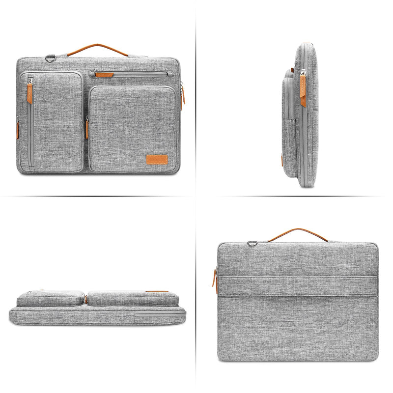 MOSISO 360 Protective Laptop Shoulder Bag,15 - 15.6 inch Computer Bags Compatible with MacBook Pro 16 inch, HP, Dell, Lenovo, Asus Notebook,Side Open Messenger Bag with 4 Zipper Pockets, Gray