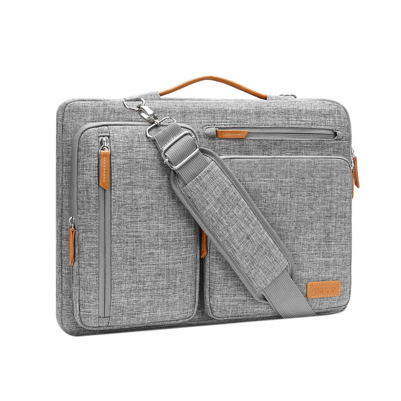 MOSISO 360 Protective Laptop Shoulder Bag,15 - 15.6 inch Computer Bags Compatible with MacBook Pro 16 inch, HP, Dell, Lenovo, Asus Notebook,Side Open Messenger Bag with 4 Zipper Pockets, Gray