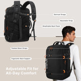 MOSISO 40L Travel Backpack for Women Men, Large Rucksack Duffel Bag Flight Approved Carry on Daypack with USB Charging Port, 15.6 inch Laptop Computer Backpack for Business Work Commute, Black