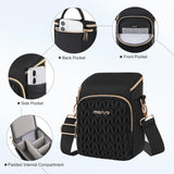 MOSISO Camera Bag, Small Dual Access Crossbody Shoulder Bag for Mirrorless/Digital Cameras, Wheat Ear Quilted Padded Camera Case with Rain Cover, Photography Purse for Canon/Nikon/Sony, Black