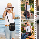MOSISO Camera Bag, Small Dual Access Crossbody Shoulder Bag for Mirrorless/Digital Cameras, Wheat Ear Quilted Padded Camera Case with Rain Cover, Photography Purse for Canon/Nikon/Sony, Black