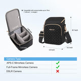 MOSISO Camera Bag, Small Dual Access Crossbody Shoulder Bag for Mirrorless/Digital Cameras, Wheat Ear Quilted Padded Camera Case with Rain Cover, Photography Purse for Canon/Nikon/Sony, Black