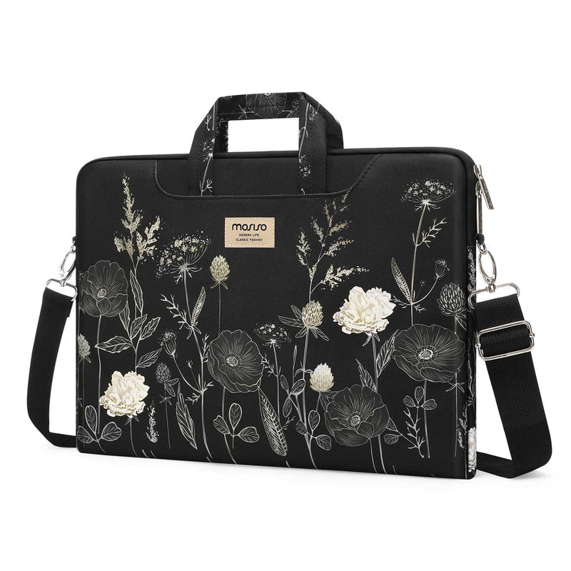 MOSISO Laptop Bag for Women, 15.6 inch Computer Bag Compatible with MacBook, HP, Dell, Lenovo, Asus, Notebook, 15 - 15.6 inch Laptop Messenger Shoulder Sleeve with Strap, Retro Flower