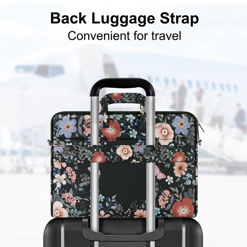 MOSISO Laptop Bag for Women, 15.6 inch Computer Bags Compatible with MacBook Pro 16 inch, HP, Dell, Lenovo, Asus Notebook, 15 - 15.6 inch Laptop Messenger Shoulder Sleeve with Strap, Lush Floral