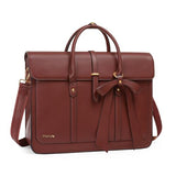 MOSISO Laptop Bag for Women, 17 inch PU Leather Laptop Shoulder Bags Convertible Backpack, 17.3 inch Messenger Bags Casual Handbag Work Briefcase Travel Computer Bag with Bowknot, Brown