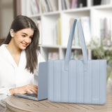 MOSISO Laptop Tote Bag, 13 - 13.3 inch Laptop Bag Compatible with MacBook Pro 14, HP, Dell, Lenovo, Asus Notebook, Vertical Quilted Casual Computer Briefcase for Business Office Work, Baby Blue