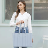 MOSISO Laptop Tote Bag, 13 - 13.3 inch Laptop Bag Compatible with MacBook Pro 14, HP, Dell, Lenovo, Asus Notebook, Vertical Quilted Casual Computer Briefcase for Business Office Work, Baby Blue