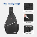MOSISO Sling Backpack, Multipurpose Crossbody Shoulder Bag Travel Hiking Daypack, Black, Medium