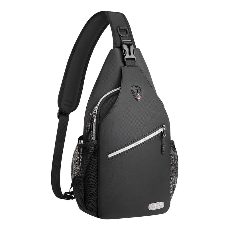 MOSISO Sling Backpack, Multipurpose Crossbody Shoulder Bag Travel Hiking Daypack, Black, Medium