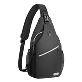 MOSISO Sling Backpack, Multipurpose Crossbody Shoulder Bag Travel Hiking Daypack, Black, Medium