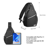 MOSISO Sling Backpack, Multipurpose Crossbody Shoulder Bag Travel Hiking Daypack, Black, Medium