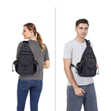 MOSISO Sling Backpack,Canvas Crossbody Hiking Daypack Bag with Anti - theft Pocket, Space Gray