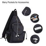 MOSISO Sling Backpack,Canvas Crossbody Hiking Daypack Bag with Anti - theft Pocket, Space Gray