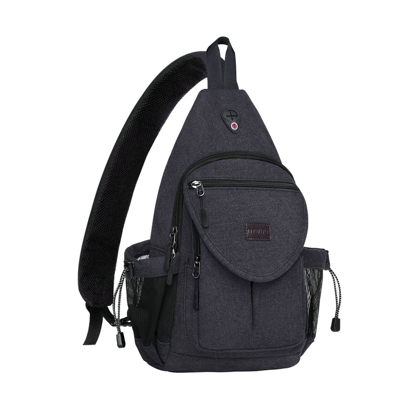 MOSISO Sling Backpack,Canvas Crossbody Hiking Daypack Bag with Anti - theft Pocket, Space Gray