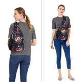 MOSISO Sling Backpack,Travel Hiking Daypack Cottonrose Crossbody Shoulder Bag, Blue, Medium