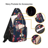 MOSISO Sling Backpack,Travel Hiking Daypack Cottonrose Crossbody Shoulder Bag, Blue, Medium