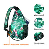 MOSISO Sling Backpack,Travel Hiking Daypack Pattern Rope Crossbody Shoulder Bag, Palm Leaf Flower