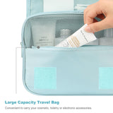 Mossio Hanging Toiletry Bag - Large Cosmetic Makeup Travel Organizer for Men & Women with Sturdy Hook (Blue Flowers)