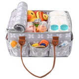 Moteph Diaper Caddy Organizer - Baby Caddy with Lid & Changing Mat, Car Diaper Caddy, Large Nursery Storage Diaper Tote Basket for Changing Table with Zip - Top Cover, Great for Baby Showers - Grey