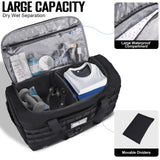 MOZETO Black Duffle Bag for Men, 45L Carry On 22x14x9 Travel Duffle with Shoe Compartment Tactical Inspired Heavy Duty GYM Overnight Bag Wet - Dry Separated Compartment