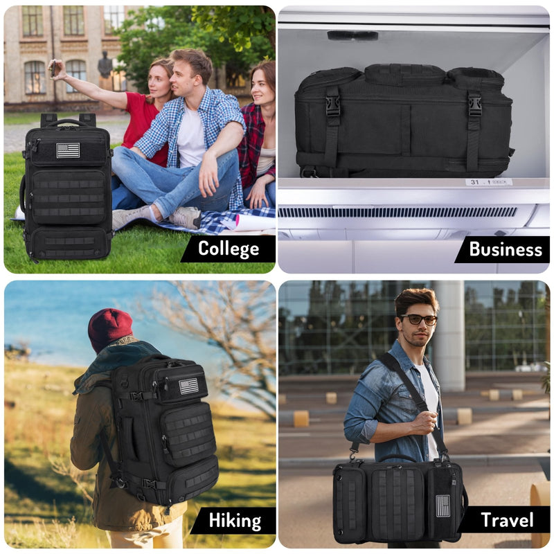 MOZETO Travel Backpack for Men 40L TSA Approved Carry On Backpack with USB Charging Port Durable Water - resistant Convertible Duffle Luggage Bag Large Weekender Bag Daypack Fits 17.3 Inch Laptop