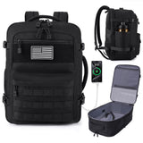 MOZETO TSA Approved Carry On Backpack, Extra Large Tactical Travel Backpack for Men, Airplane Approved Weekender Bag, Water Resistant Lightweight Laptop Daypack for Flight, Black