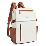 Mroede Leather Laptop Backpack for Women, 15.6 Inch Laptop Travel Backpack Purse Large Capacity Computer Bag, Casual Daypack Nurse Bag College Bookbag for School, Beige