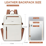 Mroede Leather Laptop Backpack for Women, 15.6 Inch Laptop Travel Backpack Purse Large Capacity Computer Bag, Casual Daypack Nurse Bag College Bookbag for School, Beige