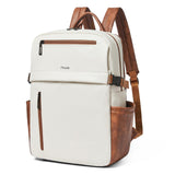 Mroede Leather Laptop Backpack for Women, 15.6 Inch Laptop Travel Backpack Purse Large Capacity Computer Bag, Casual Daypack Nurse Bag College Bookbag for School, Beige