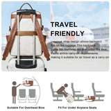 Mroede Leather Laptop Backpack for Women, 15.6 Inch Laptop Travel Backpack Purse Large Capacity Computer Bag, Casual Daypack Nurse Bag College Bookbag for School, Beige