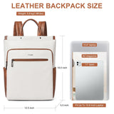 Mroede Leather Laptop Backpack for Women, Travel Backpack Purse Fits 15.6 Inch Laptop, Casual Daypack with Laptop Compartment for Teachers College Work Business Nurse Weekender, Beige Brown