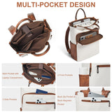 Mroede Leather Laptop Backpack for Women, Travel Backpack Purse Fits 15.6 Inch Laptop, Casual Daypack with Laptop Compartment for Teachers College Work Business Nurse Weekender, Beige Brown