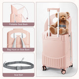 MRPLUM Ride On Luggage with Seat&Seat Belt,Hard Shell Lightweight Rolling Spinner Wheels Travel Luggage with TSA Lock,20 inch,Pink